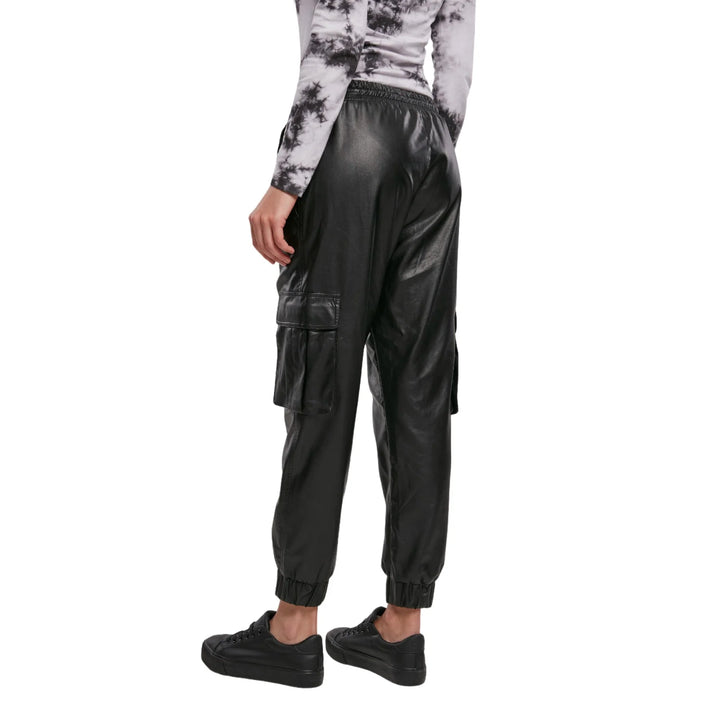 Stylish Black Leather Women's Cargo Trousers | All For Me Today