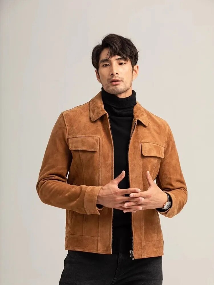 Suede Sheepskin Men's Leather Coat | All For Me Today