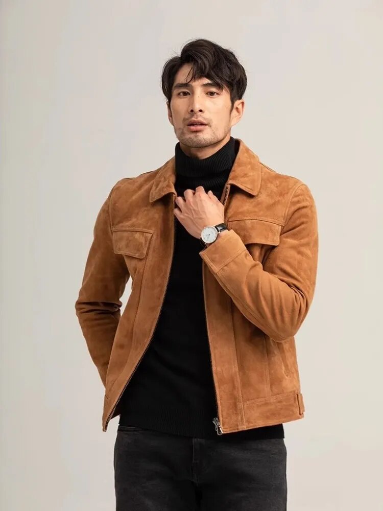 Suede Sheepskin Men's Leather Coat | All For Me Today