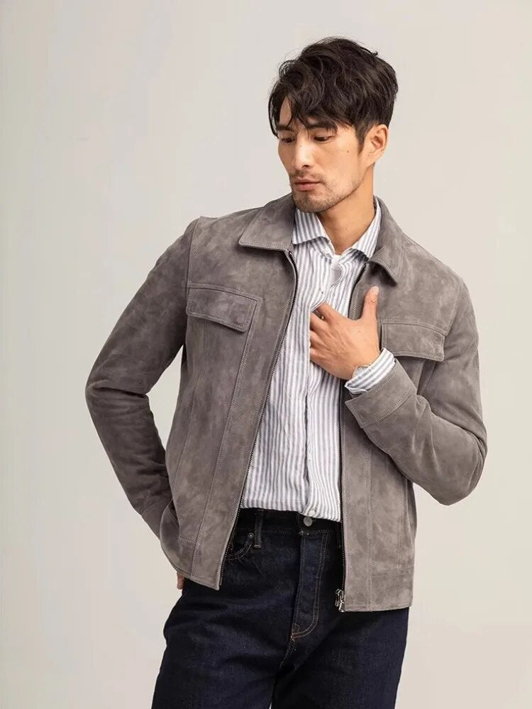 Tailored Fit Men's Suede Leather Jacket | All For Me Today