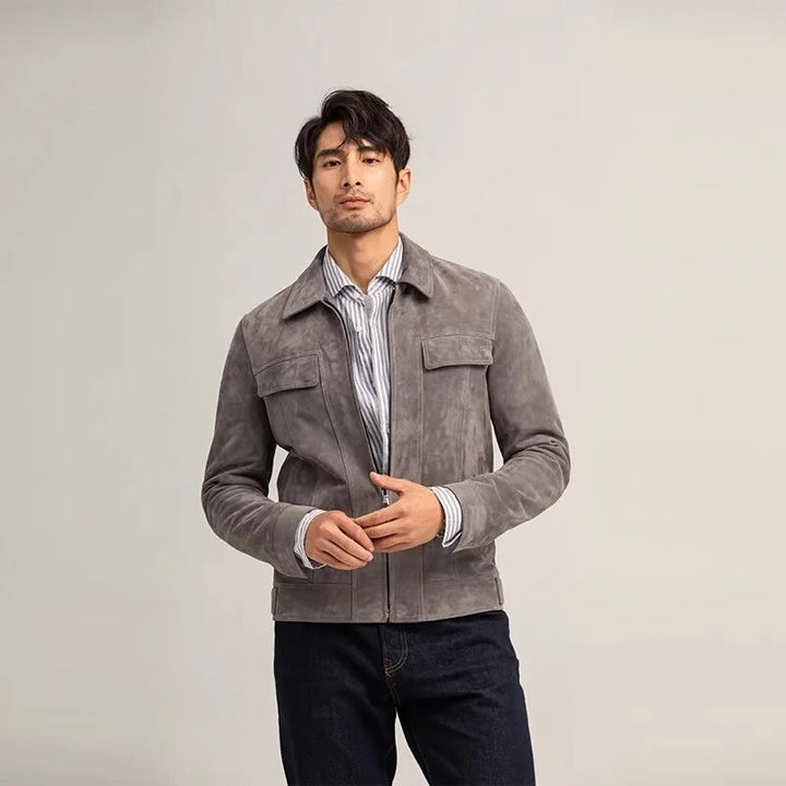 Tailored Fit Men's Suede Leather Jacket | All For Me Today