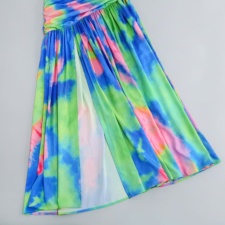 Tie Dye Side Slit Women's Floor Length Dress | All For Me Today