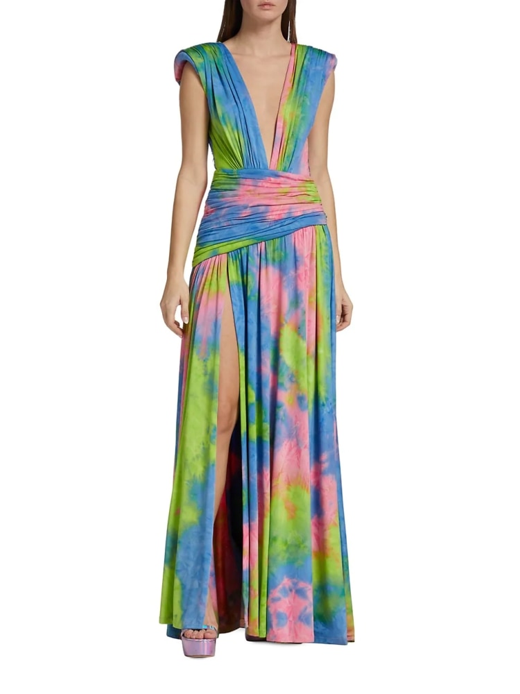 Tie Dye Side Slit Women's Floor Length Dress | All For Me Today