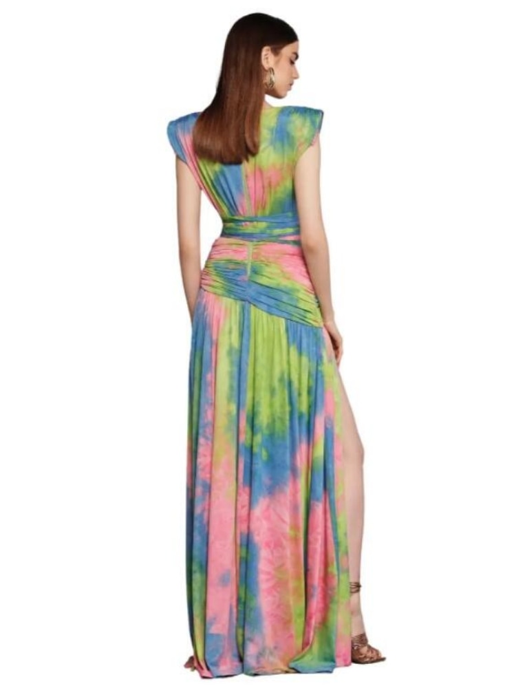 Tie Dye Side Slit Women's Floor Length Dress | All For Me Today