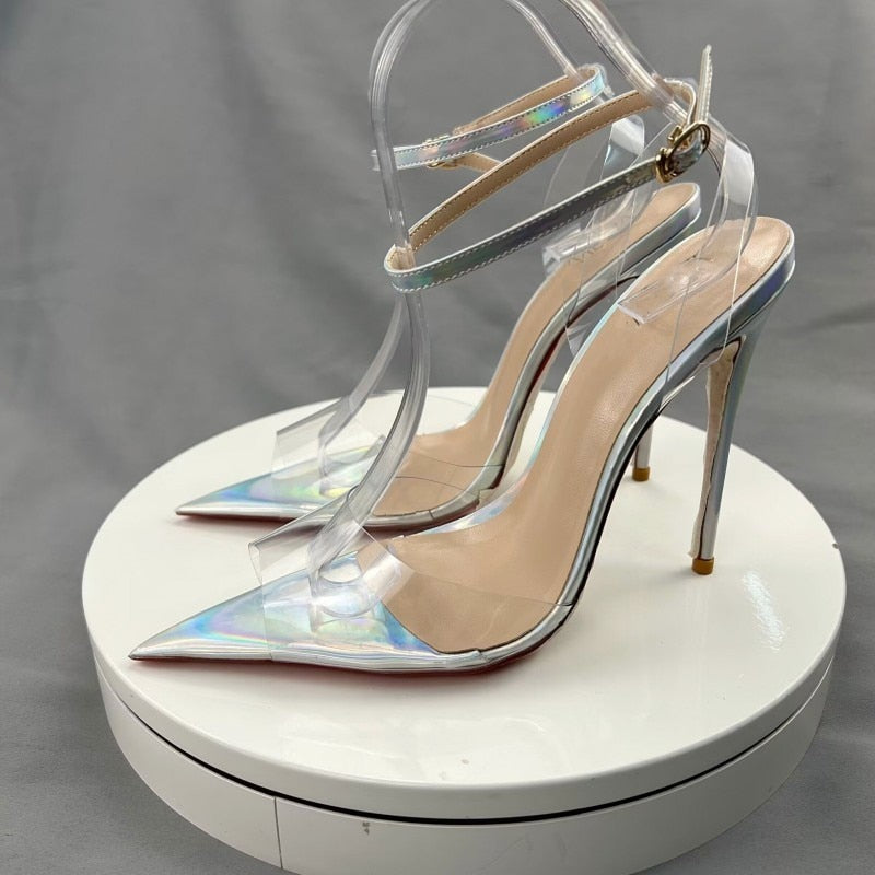 Transparent Ankle Straps Women High Heel Stiletto Pumps | All For Me Today