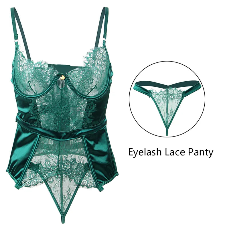 Transparent Satin Plus Size Women's Bustier Lingerie | All For Me Today