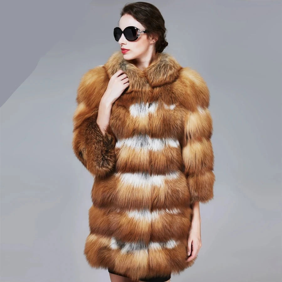 Turndown Collar Women's Fur Coat | All For Me Today