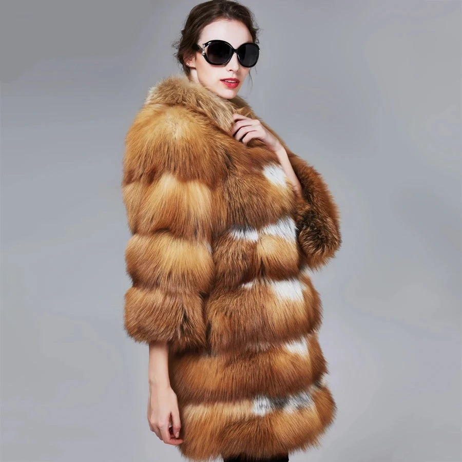 Turndown Collar Women's Fur Coat | All For Me Today