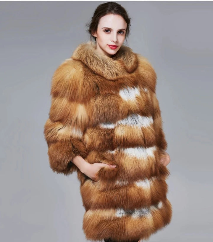 Turndown Collar Women's Fur Coat | All For Me Today