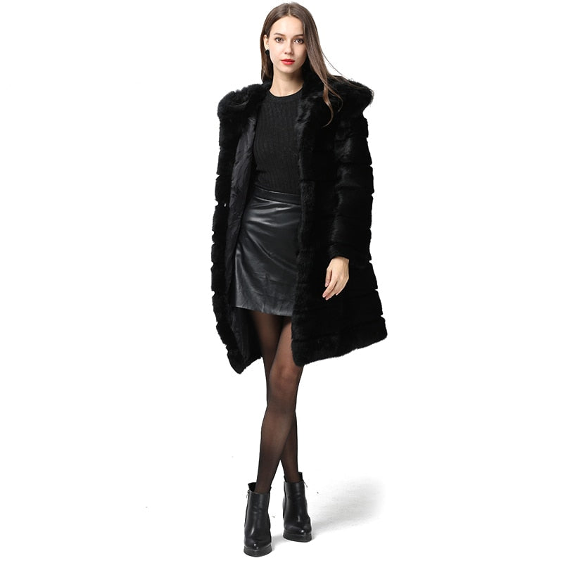 New Long Style Women's Real Fur Coat With Hood| All For Me Today