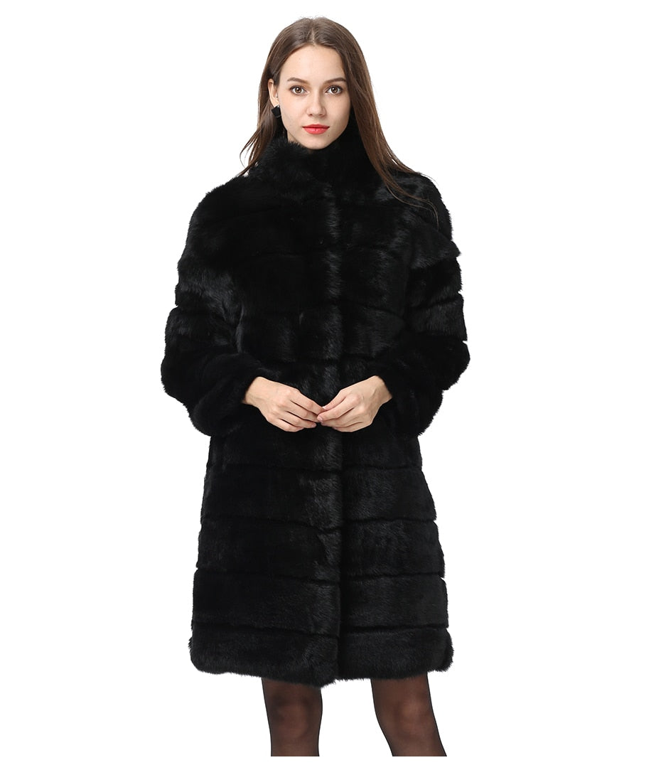 Soft Stand Collar Women's Natural Fur Coat| All For Me Today