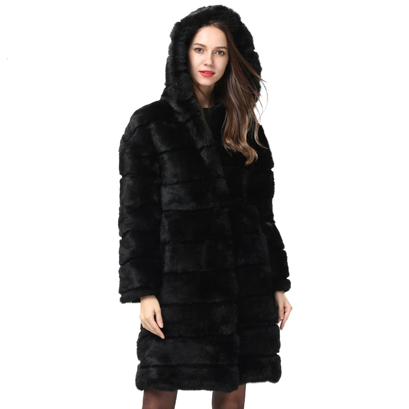 New Long Style Women's Real Fur Coat With Hood| All For Me Today