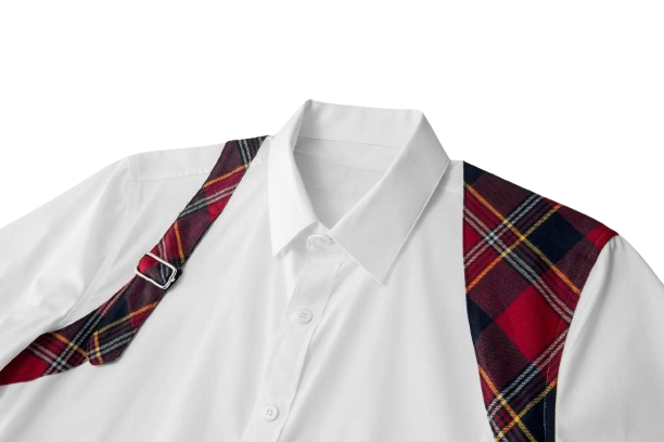 Luxury Jewelry Men's Shirt with Plaid Splicing