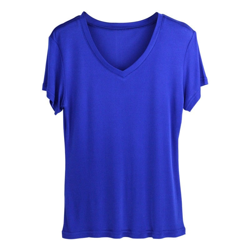 V Neck Real Silk Women's T-shirt | All For Me Today