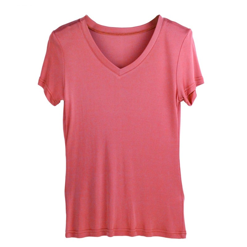 V Neck Real Silk Women's T-shirt | All For Me Today