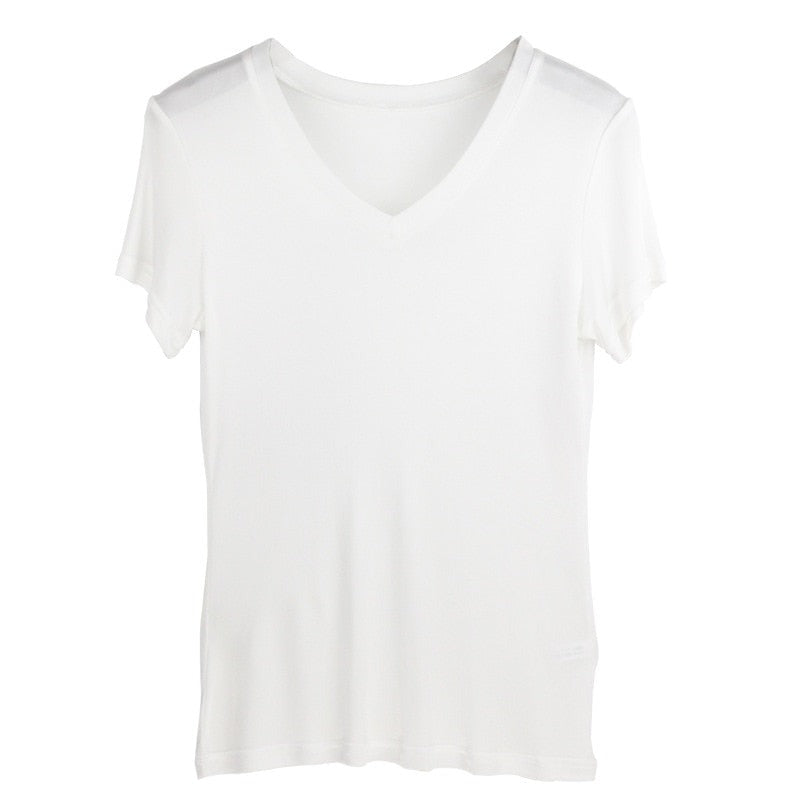 V Neck Real Silk Women's T-shirt | All For Me Today