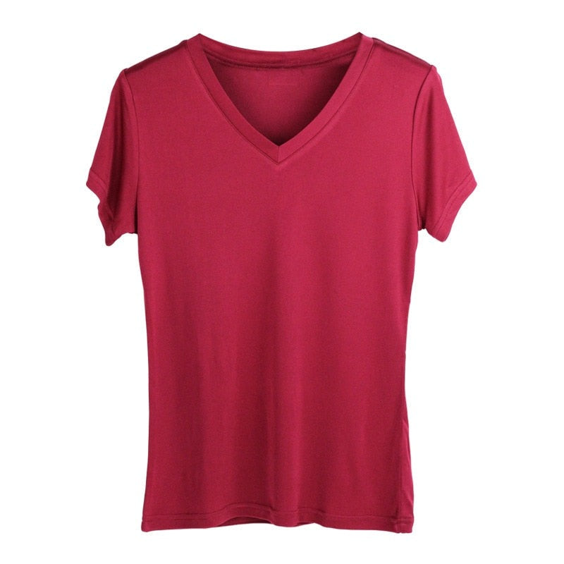 V Neck Real Silk Women's T-shirt | All For Me Today