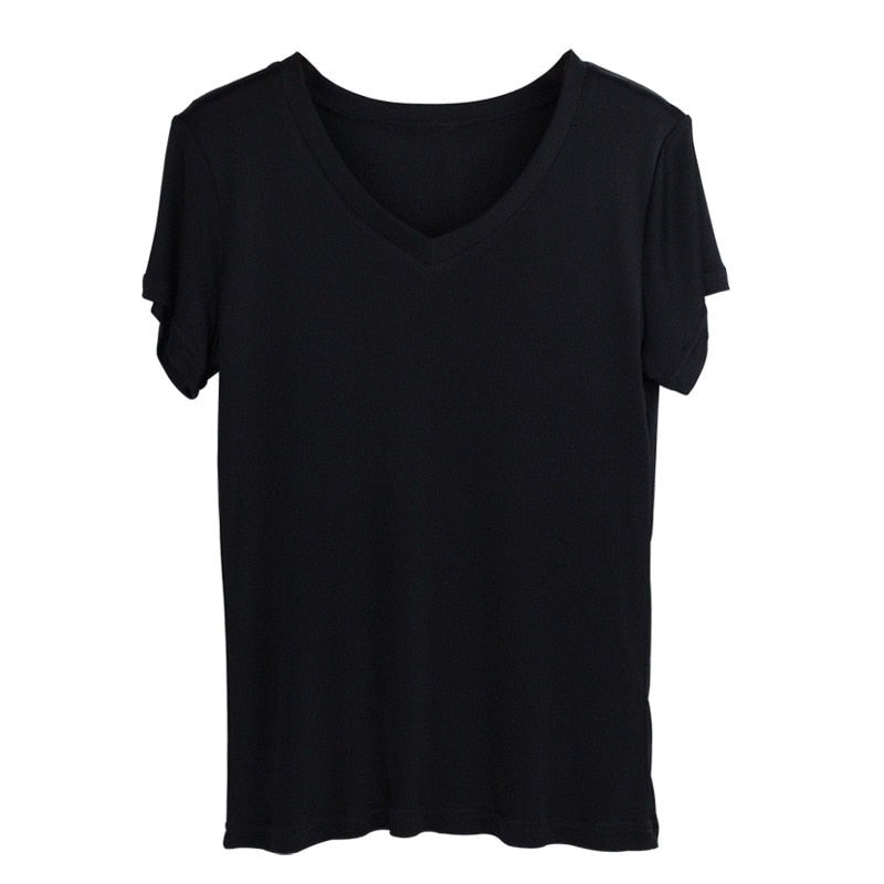 V Neck Real Silk Women's T-shirt | All For Me Today