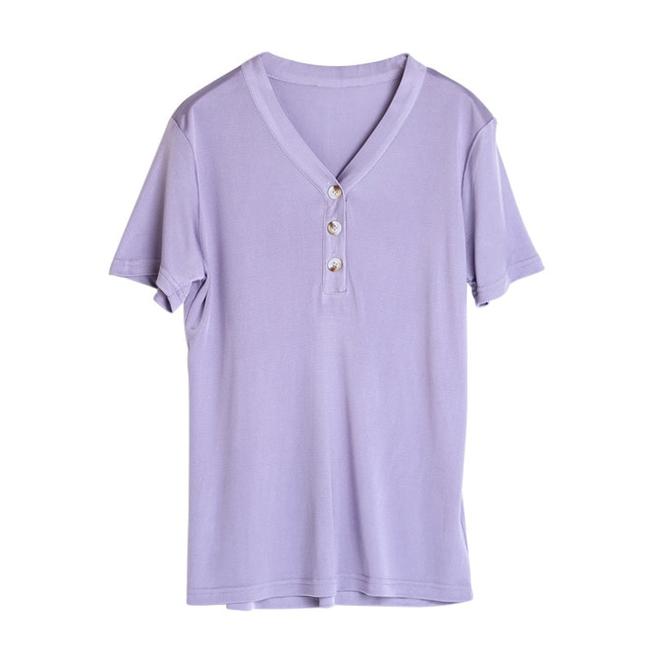 V-neck Temperament Women's Mulberry Silk T-shirt | All For Me Today