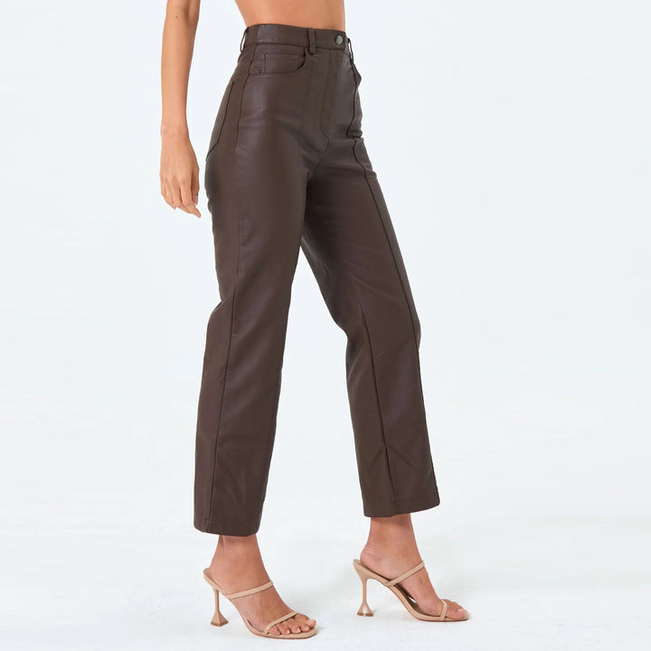Real Brown Leather Women's Trouser| All For Me Today