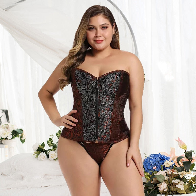 Zipper Embroidery Women's Body Shaper Corset | All For Me Today