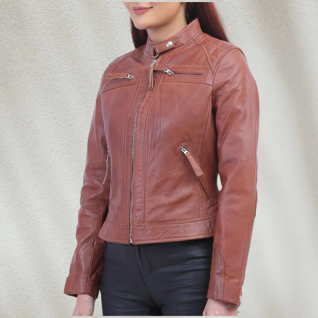 Effortlessly Trends Real Leather Biker Jacket