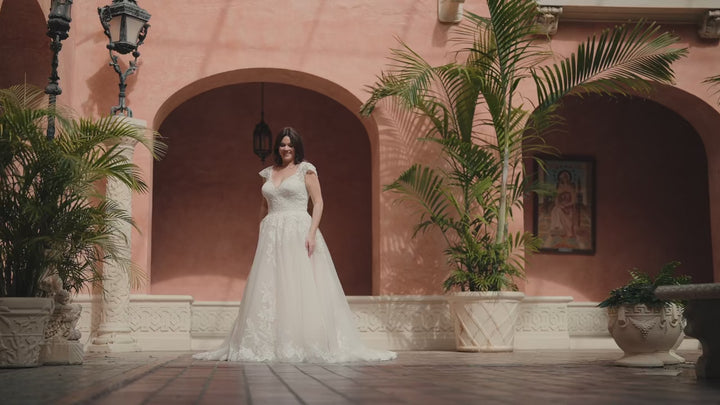 Refined V Neck Embroidered Wedding Dress