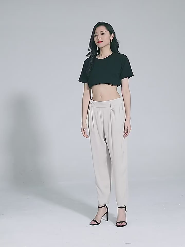 High-Waist Long Harem Trousers