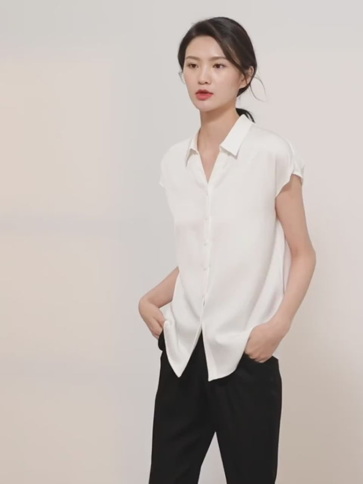 Short-sleeved Women's Silk Shirt