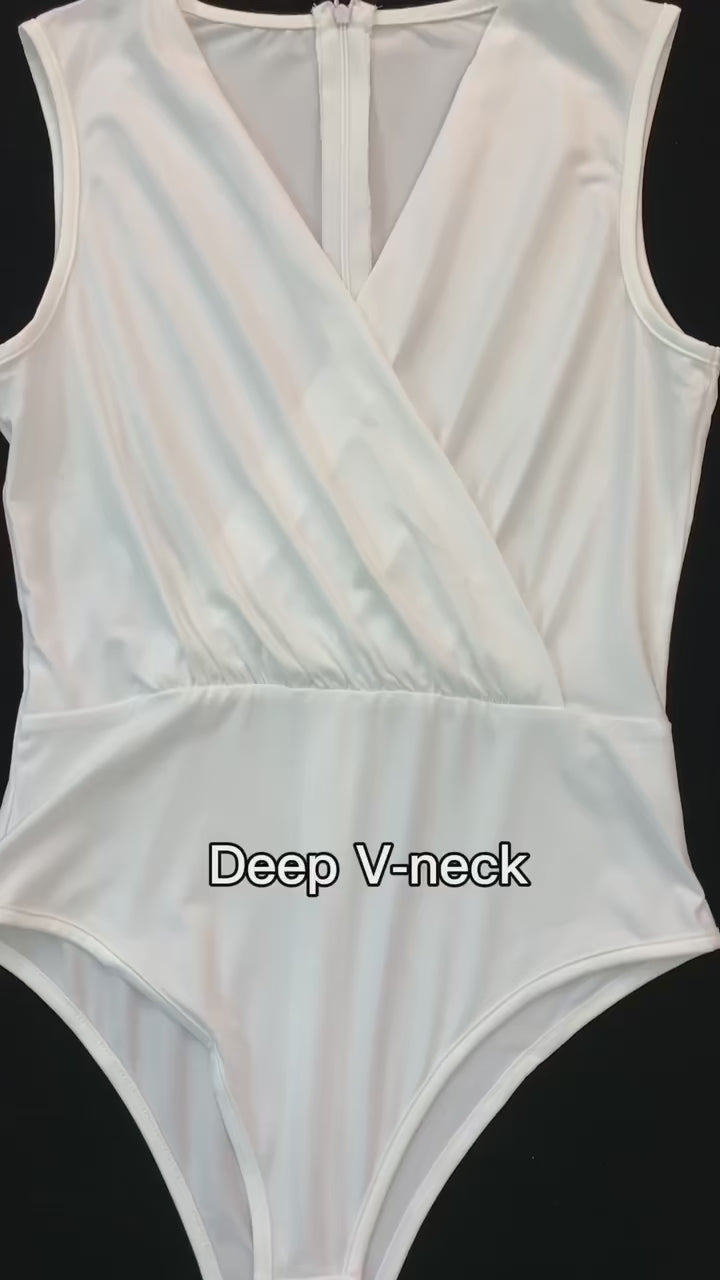 Deep V Neck Women's Curve Bodysuit