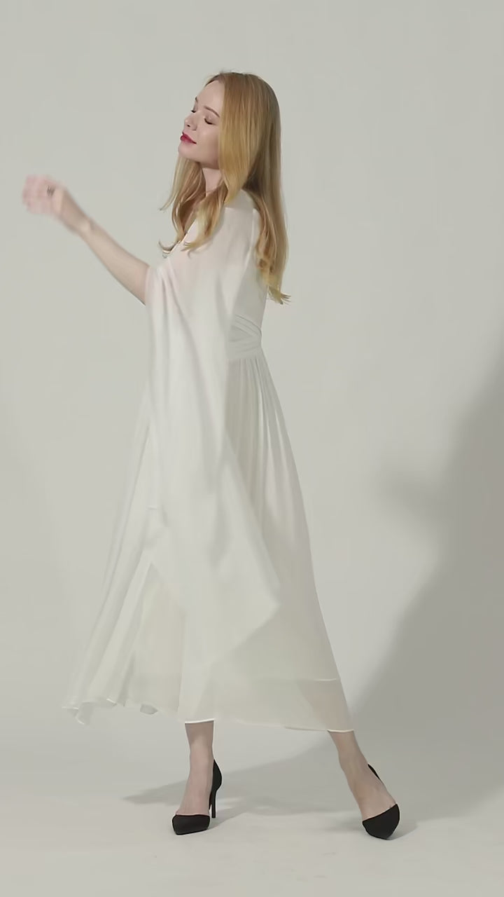 Graceful White Silk Dress
