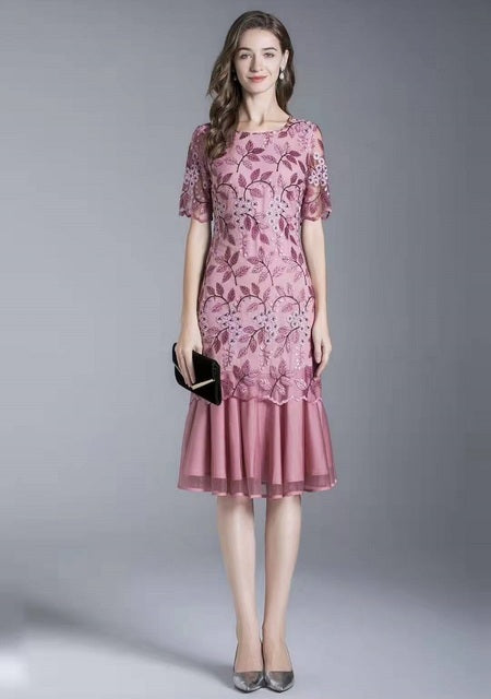 Allover Exquisite Ruffle Embroidery Midi Dress | 