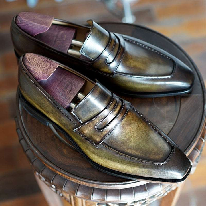 Bespoke Full Grain Calf Leather Men's Penny Loafers | All For Me Today