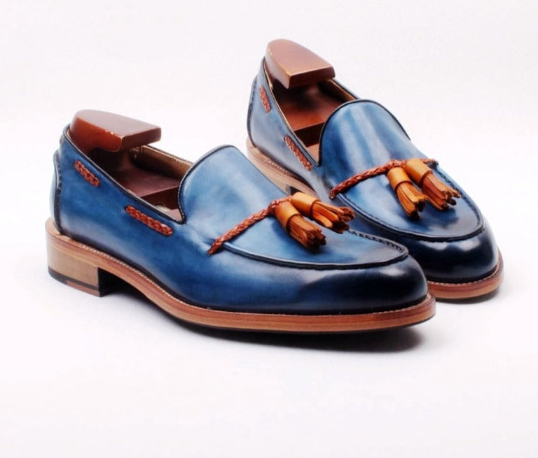 Bespoke Welted Mixed Color Handmade Men's Tassels Slip-on Shoes| All For Me Today
