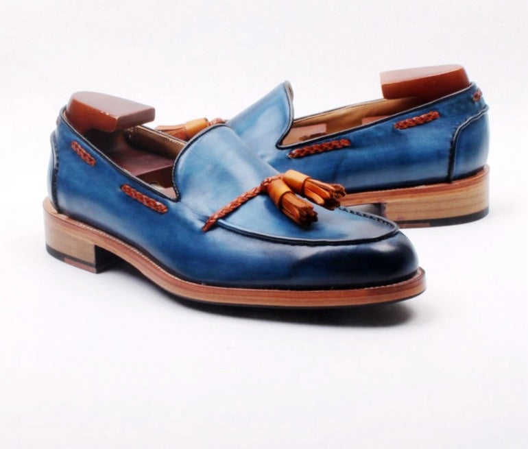 Bespoke Welted Mixed Color Handmade Men's Tassels Slip-on Shoes | All For Me Today