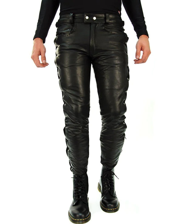 Biker's Side Laced Men's Leather Pant| All For Me Today