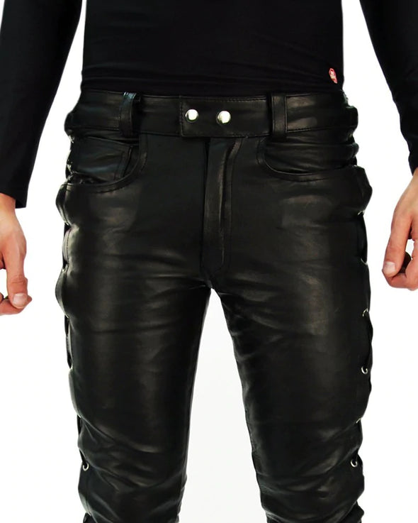 Biker's Side Laced Men's Leather Pant | All For Me Today