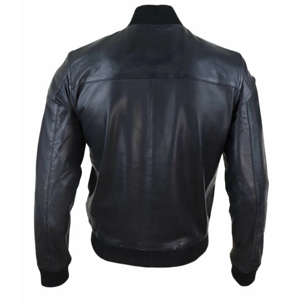 Black Leather Men's Bomber Jacket | All For Me Today