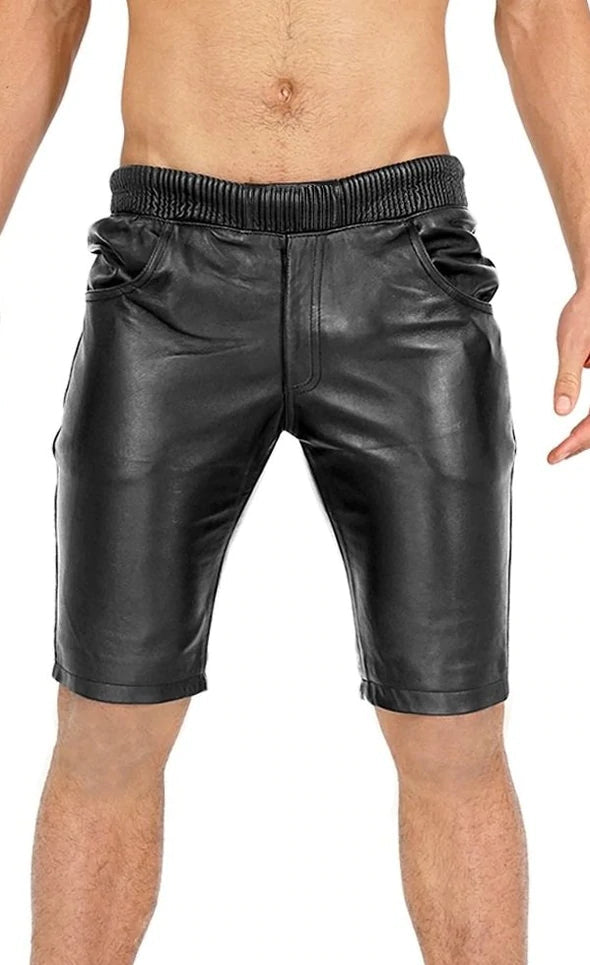 Black Leather Men's Jogger Shorts | All For Me Today