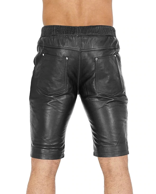 Black Leather Men's Jogger Shorts| All For Me Today