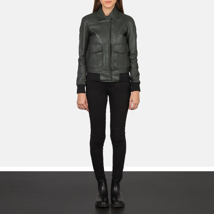 Black Leather Women's Bomber Jacket | All For Me Today