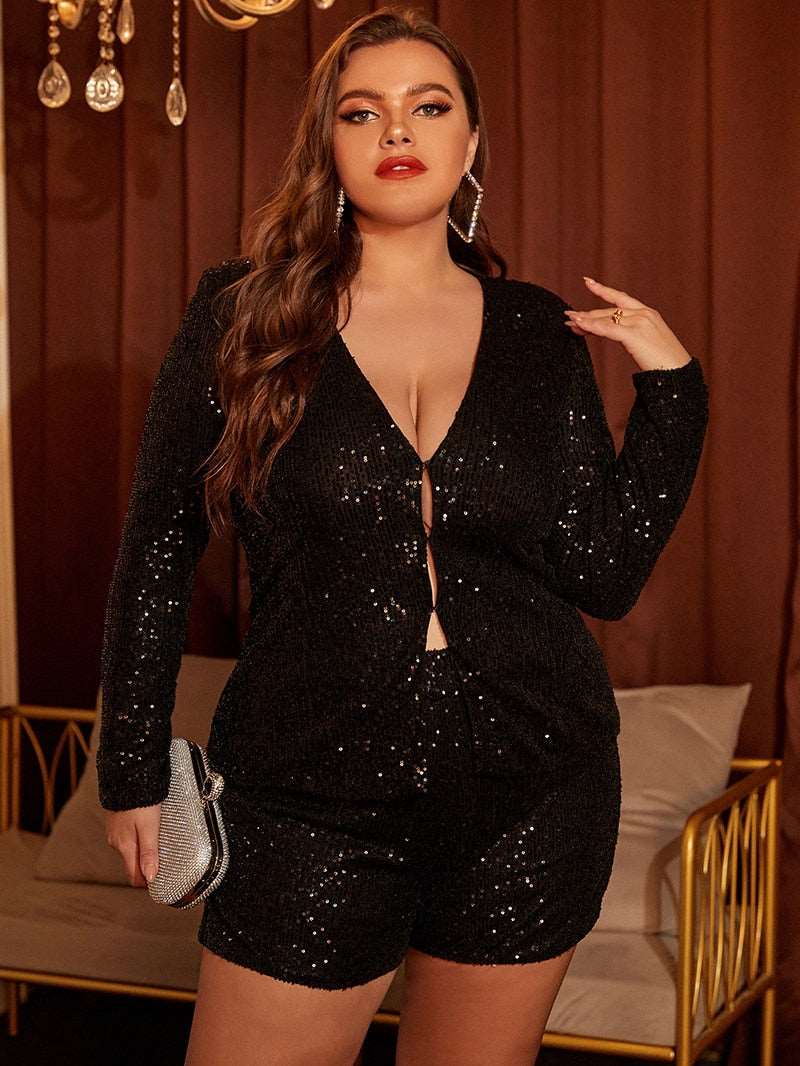 Black Sequins Two-Piece Party Set | All For Me Today