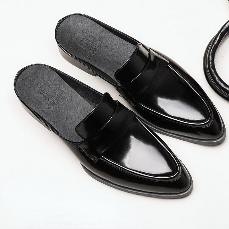 Breathable Genuine Leather Men's Half Slippers | All For Me Today