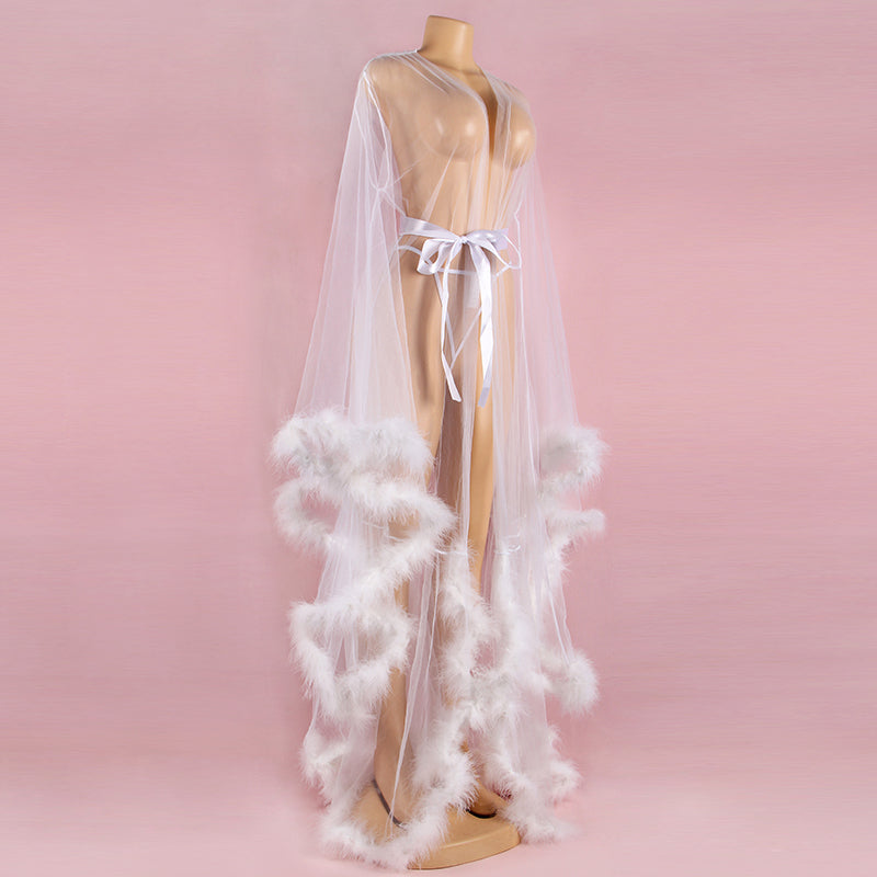 Bridal Feather See Through Lace Nightgown| All For Me Today