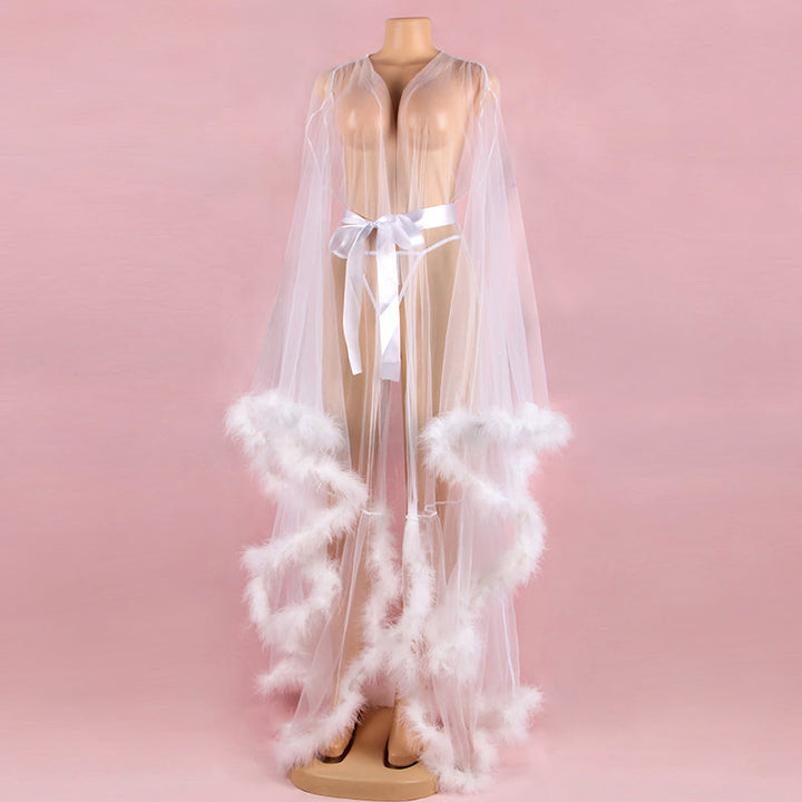 Bridal Feather See Through Lace Nightgown | All For Me Today