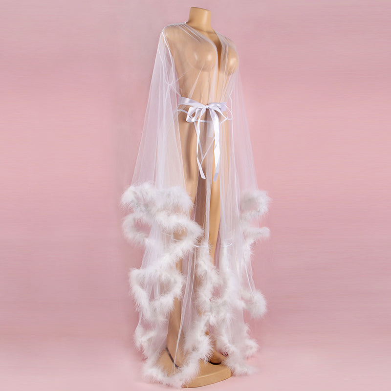 Bridal Feather See Through Lace Nightgown | All For Me Today