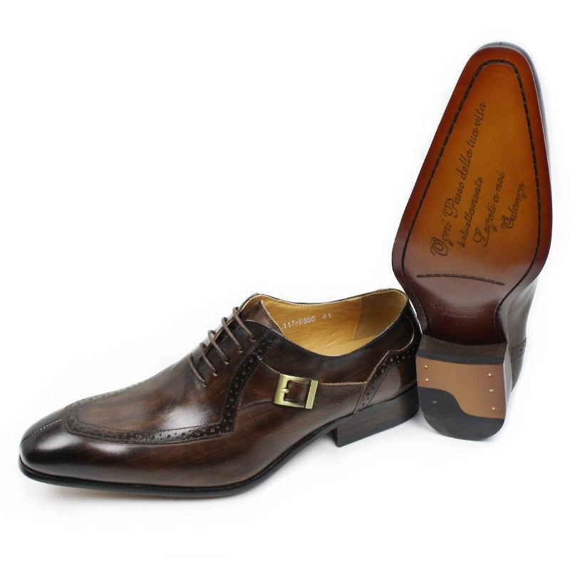 Buckle Strap Pointed Oxford Shoes For Men's| All For Me Today