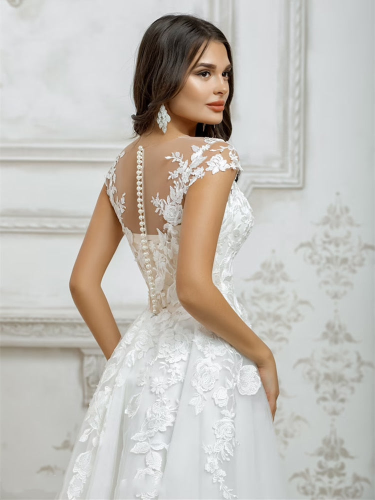 Cap Sleeve Short Bridal Wedding Dress | All For Me Today