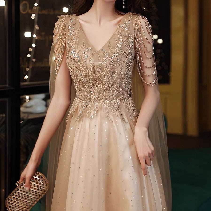Cape A Line Women's Beading Shawl Prom Gown - All For Me Today Cape A Line Women's Beading Shawl Prom Gown - All For Me Today