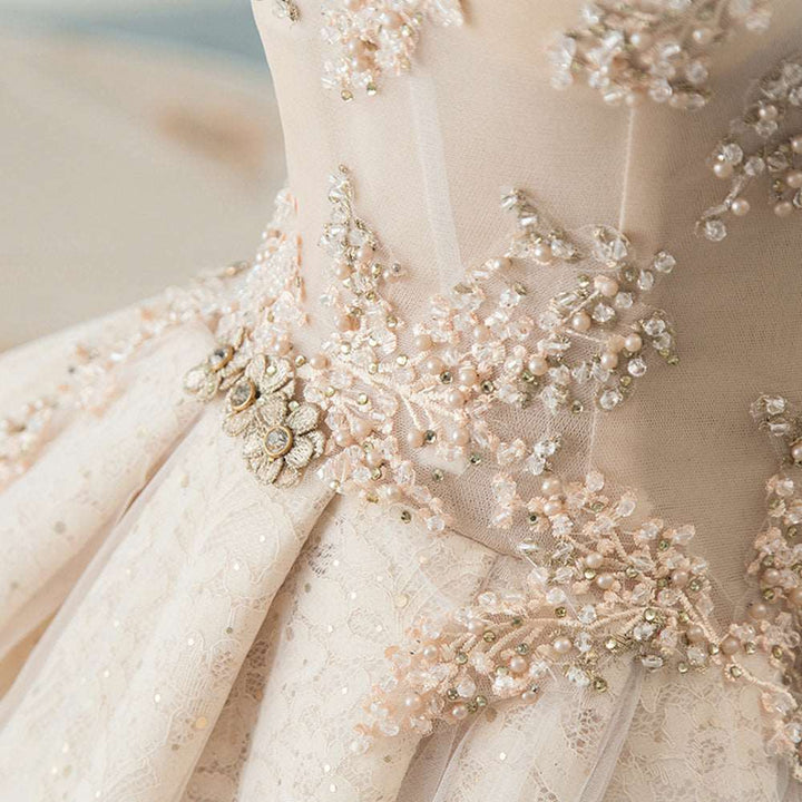 Champagne Tulle Ball Gown Wedding Dress| All For Me Today